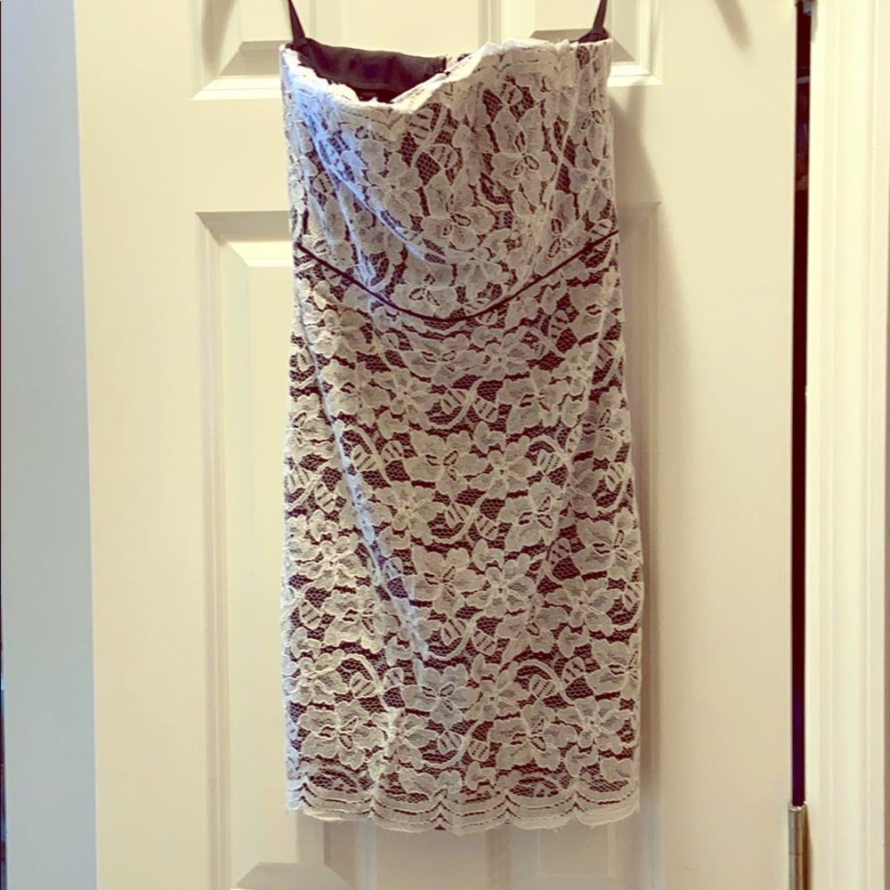 Diane von Furstenberg black-cream strapless dress